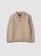 Beiger Regular-Fit-Pullover mit Polokragen und Rippb&uuml;ndchen_0