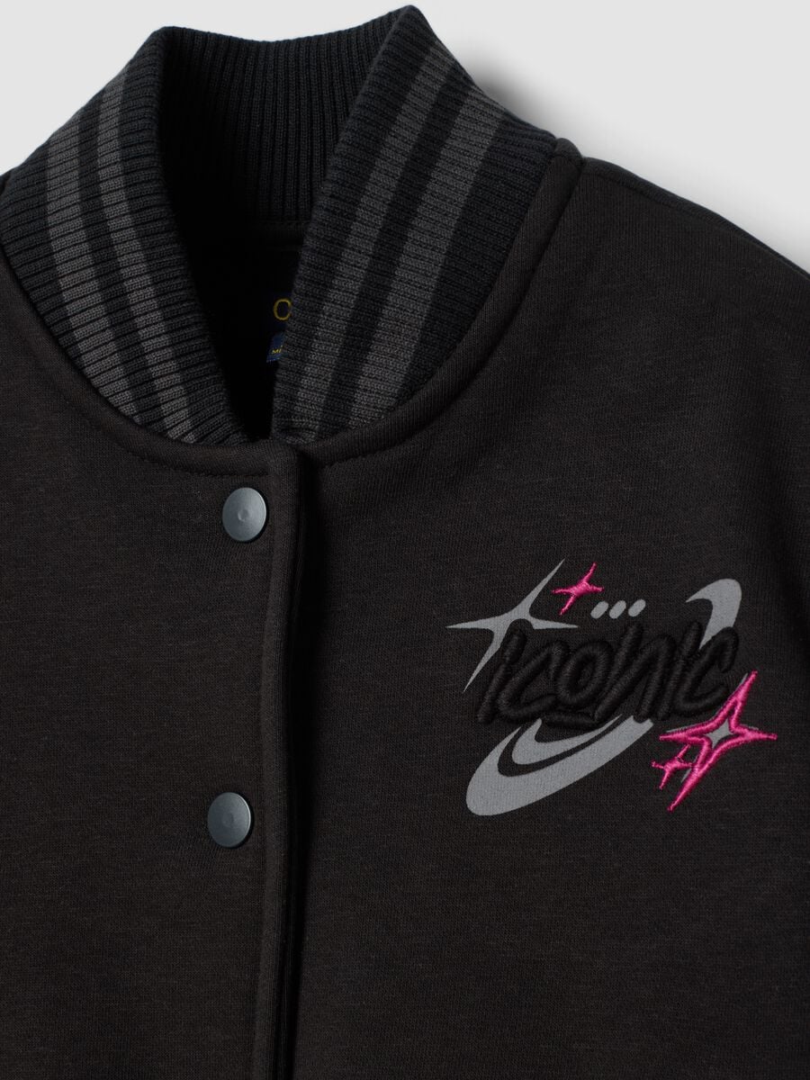 Black and grey cotton-blend varsity jacket, regular fit_2