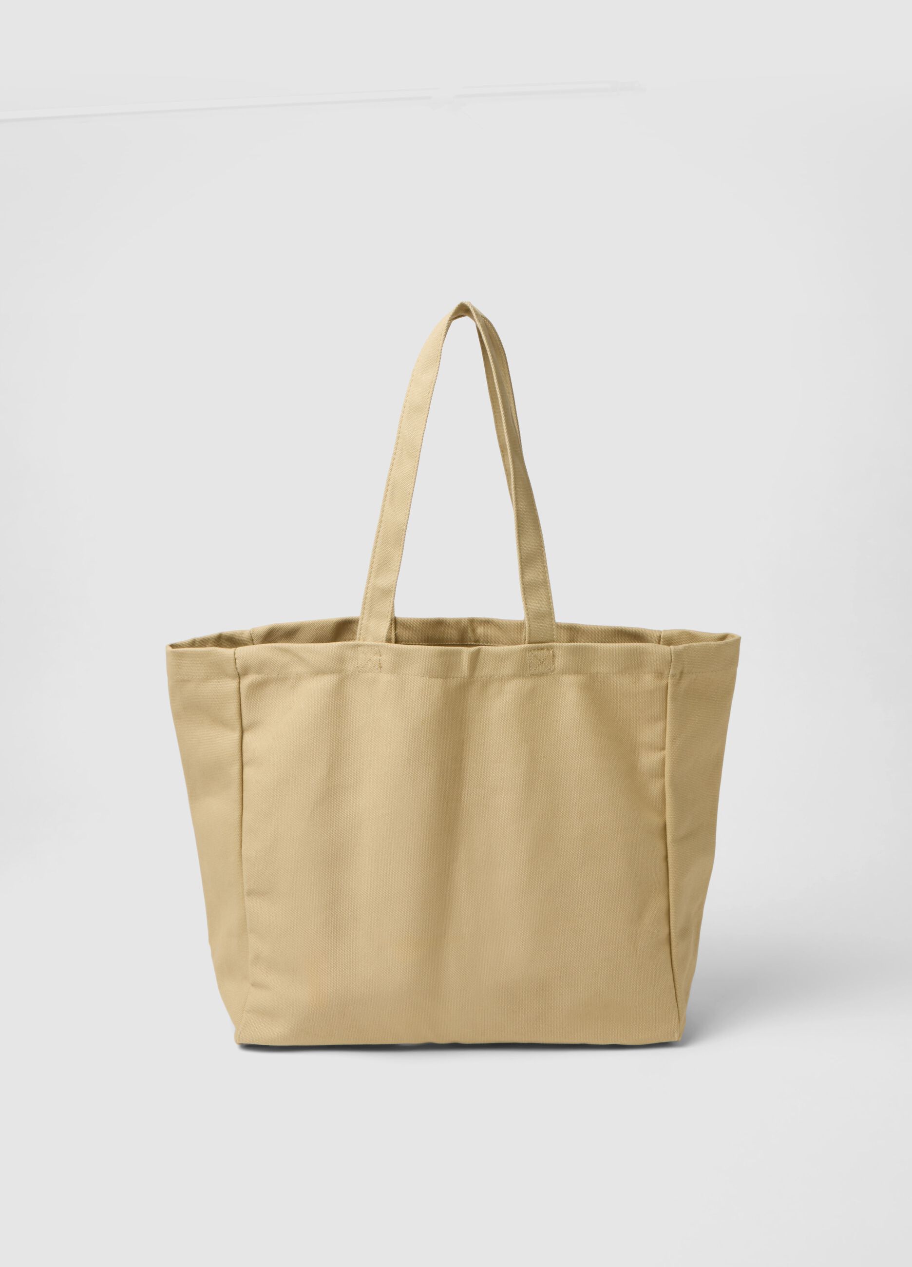 Beige cotton shopper bag with sturdy handles
