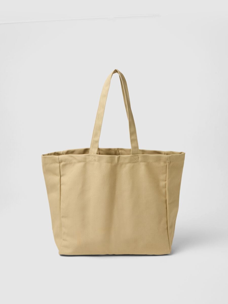 Beige Baumwoll-Shopper mit robusten Griffen_2