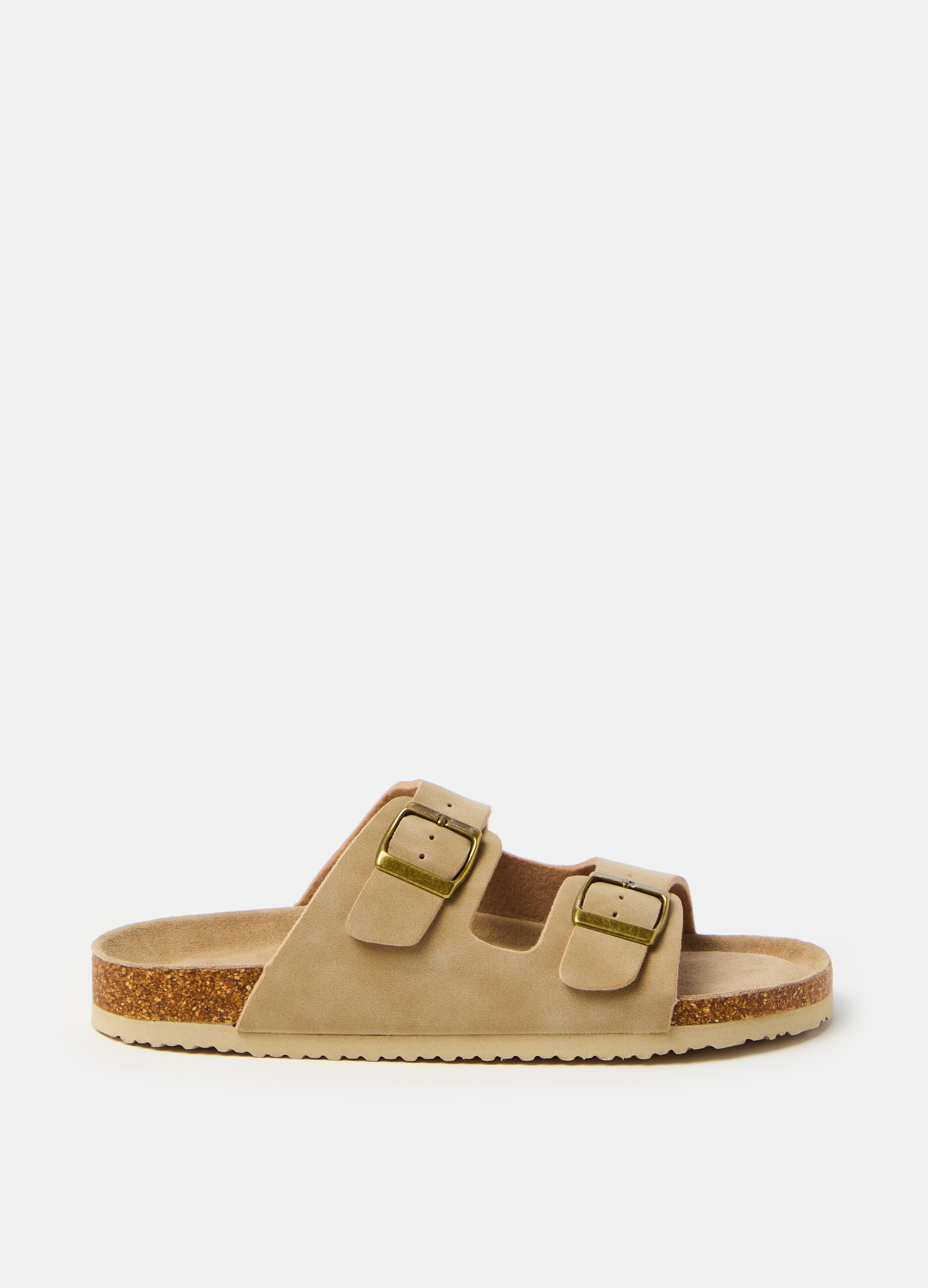 Sandals with double band in suede