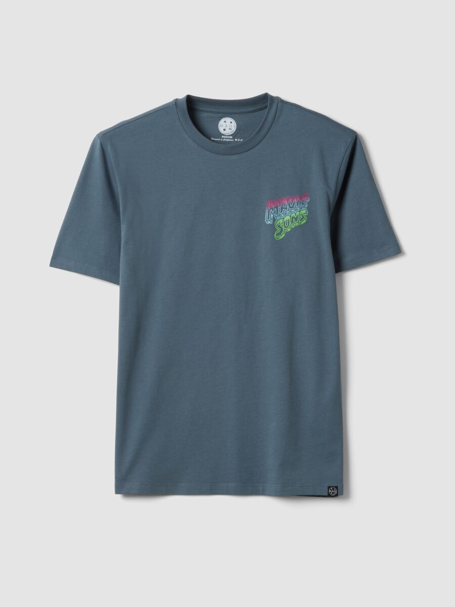 Hellblaues Kurzarm-T-Shirt aus reiner Baumwolle im Relaxed Fit mit Print_4