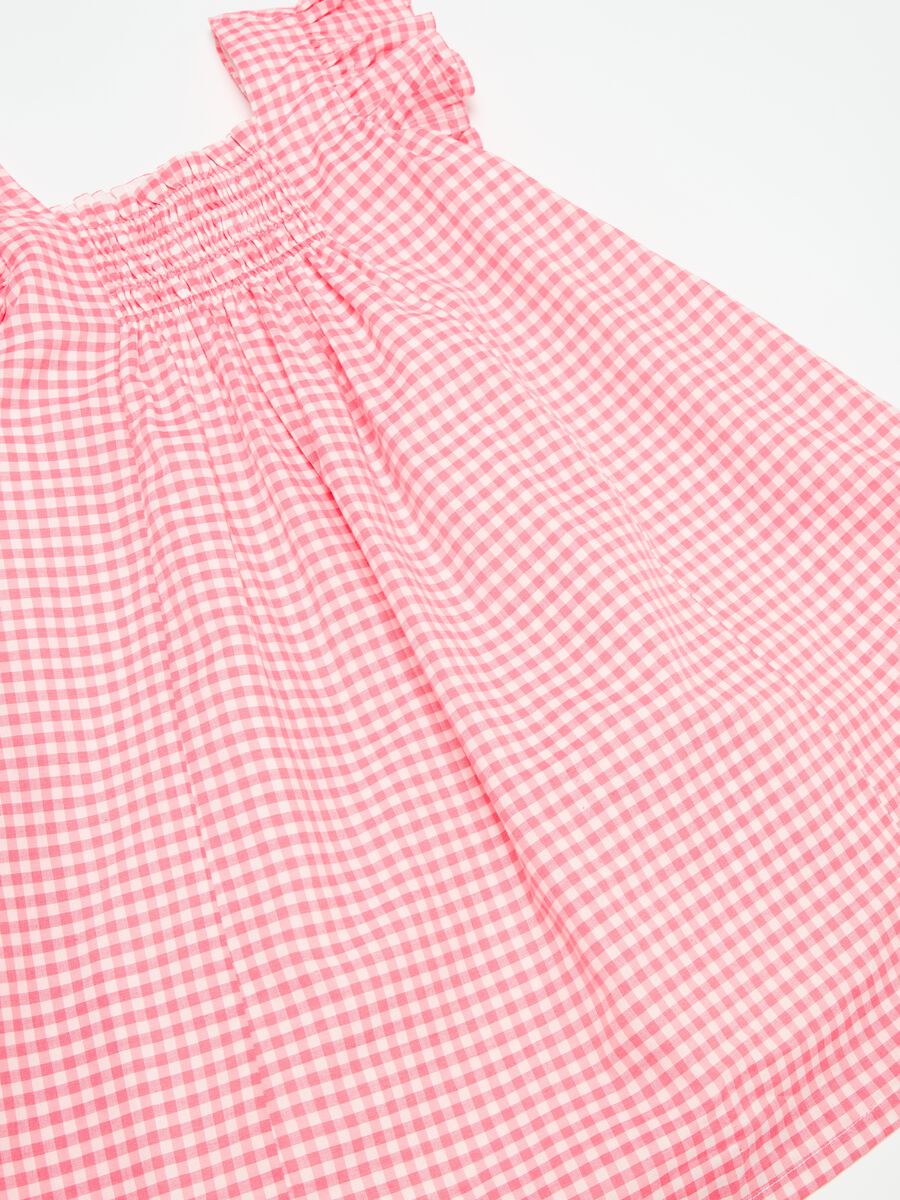 Gingham dress in cotton with smock stitch_2