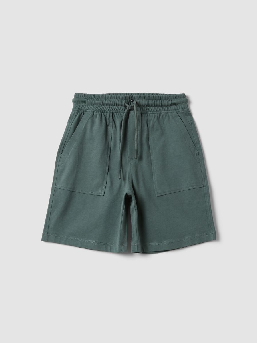 Pantal&oacute;n corto verde de algod&oacute;n org&aacute;nico con cintura el&aacute;stica_0
