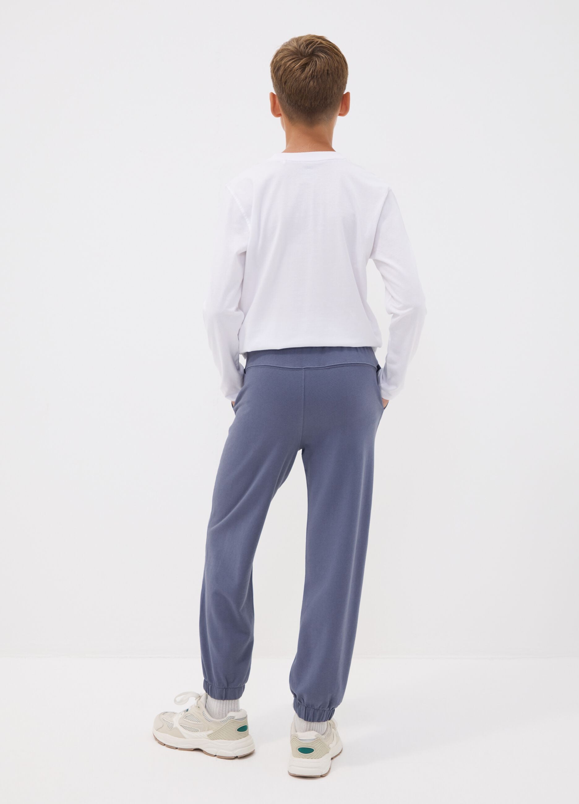 Graue Oversize-Jogger aus reiner Baumwolle mit "Get Hyped"-Print f&uuml;r Jungen