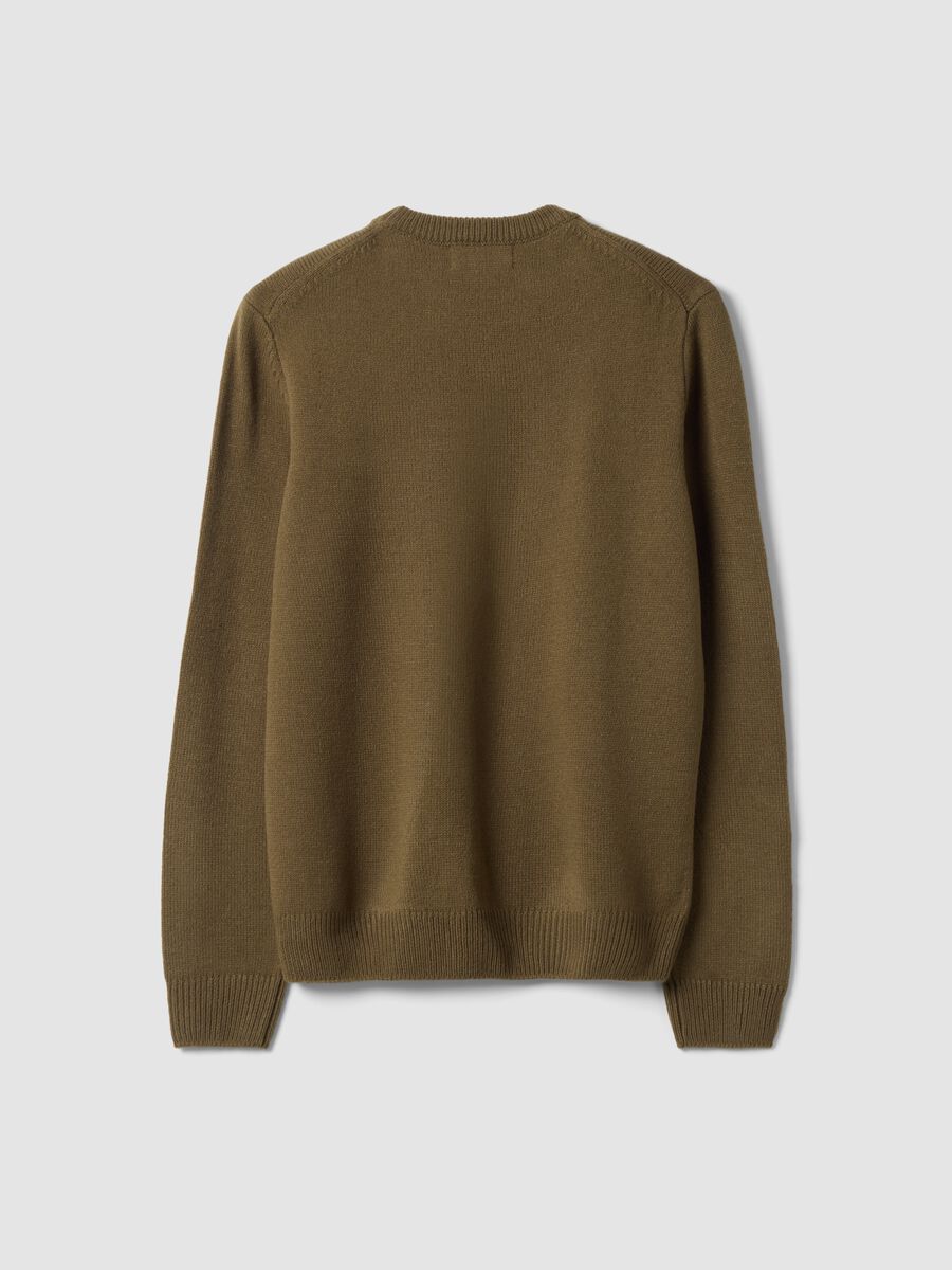 Olive green crew-neck jumper in jersey knit, regular fit_2