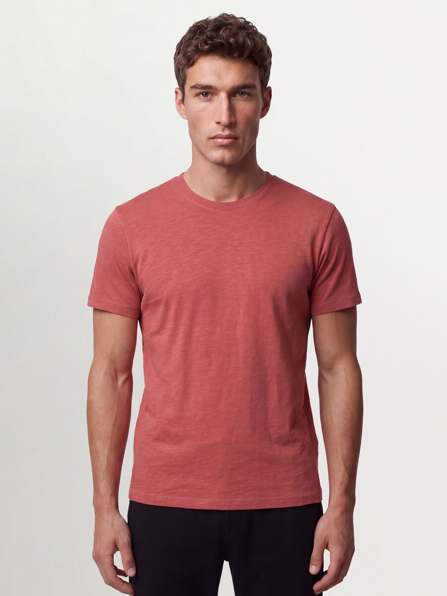 Pink pure cotton regular-fit short-sleeve T-shirt_0