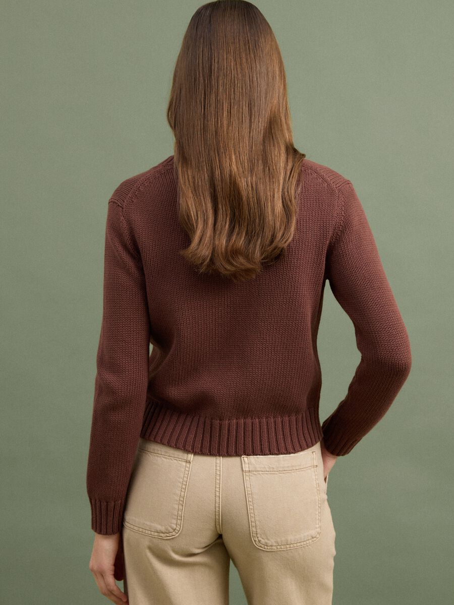 Brown pure cotton button-up cardigan, regular fit_3