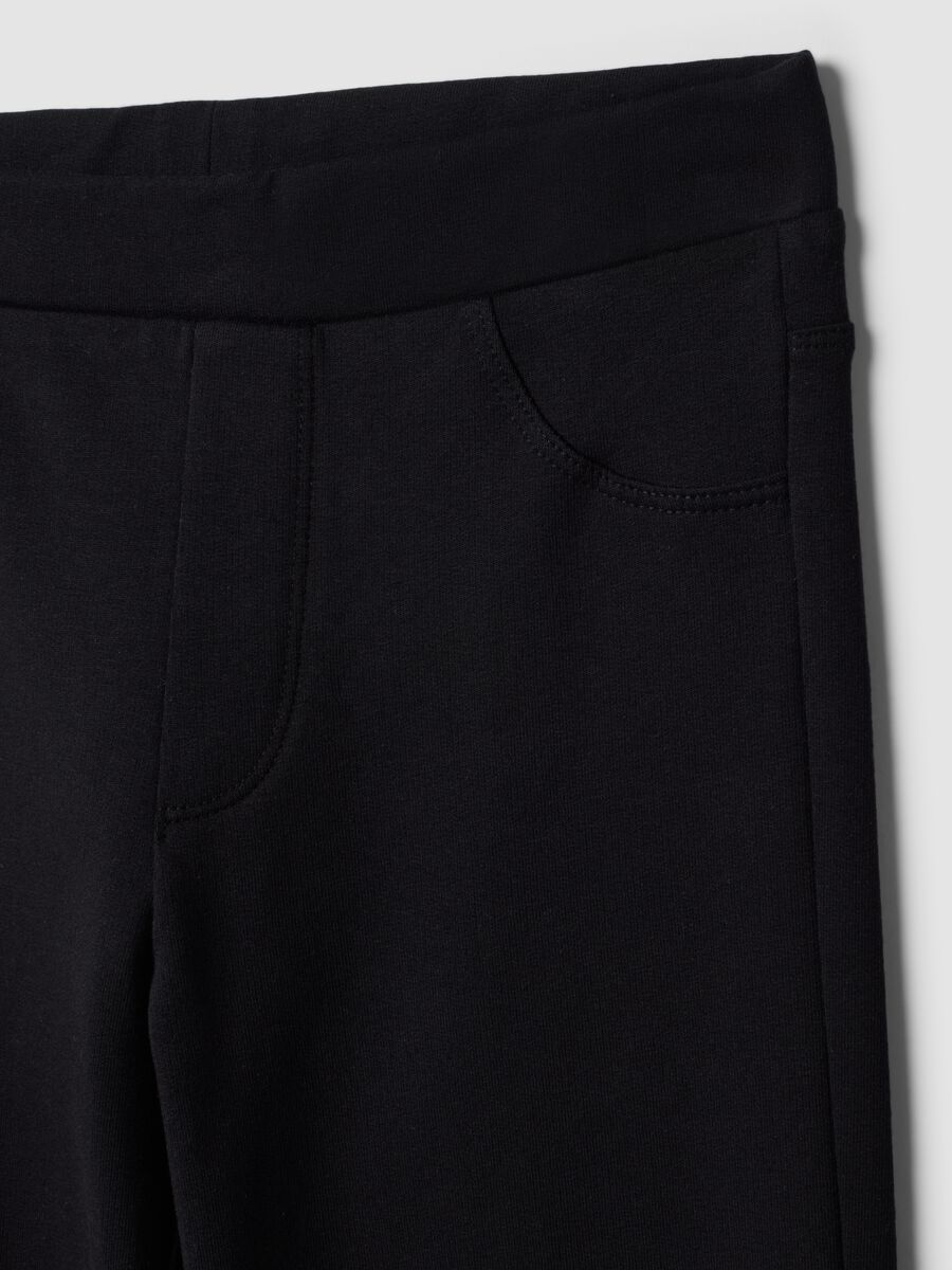 Girls' black slim-fit stretch organic cotton trousers_6