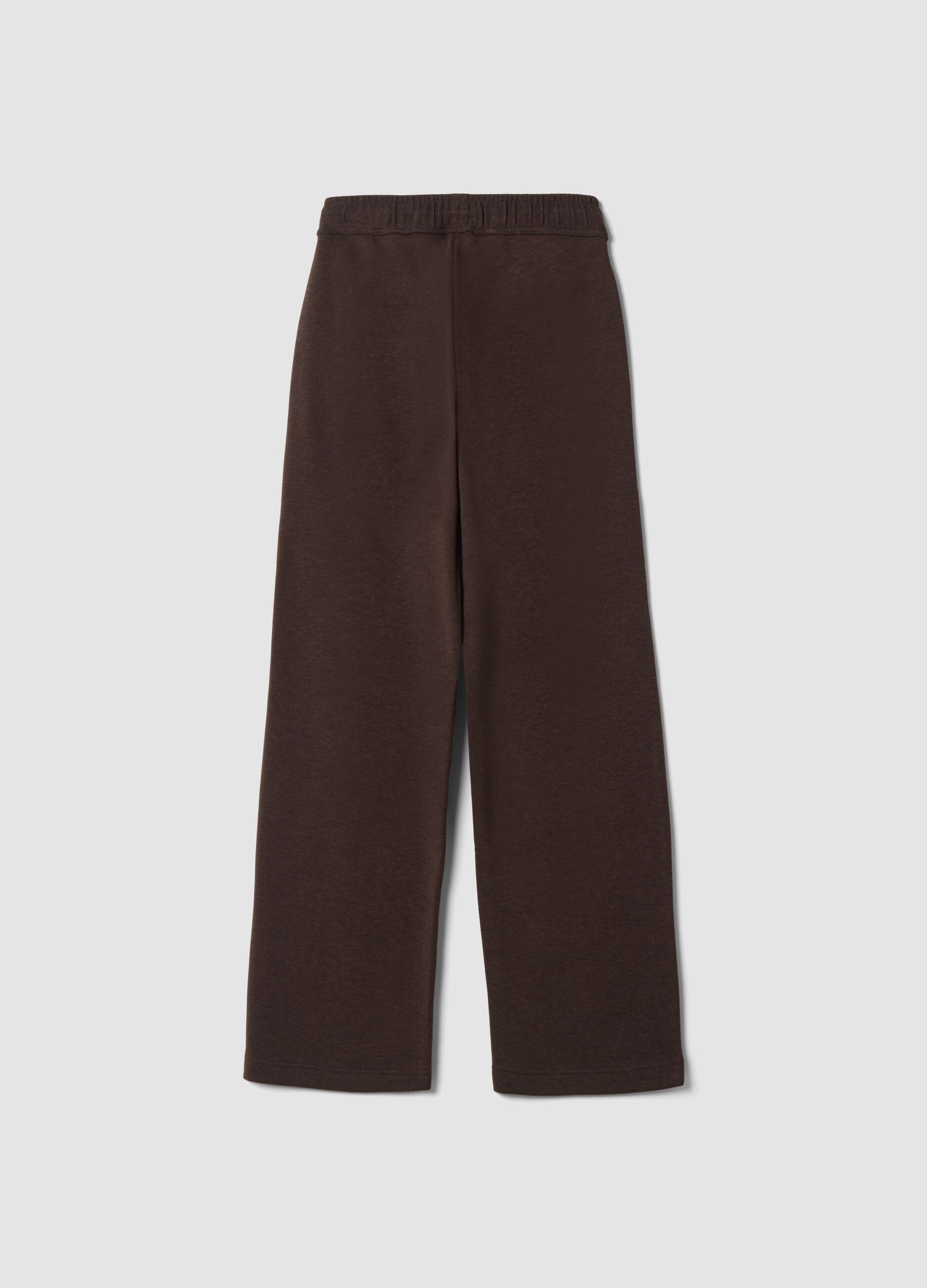 Cal&ccedil;as jogger castanhas em mistura de algod&atilde;o com cord&atilde;o, regular fit