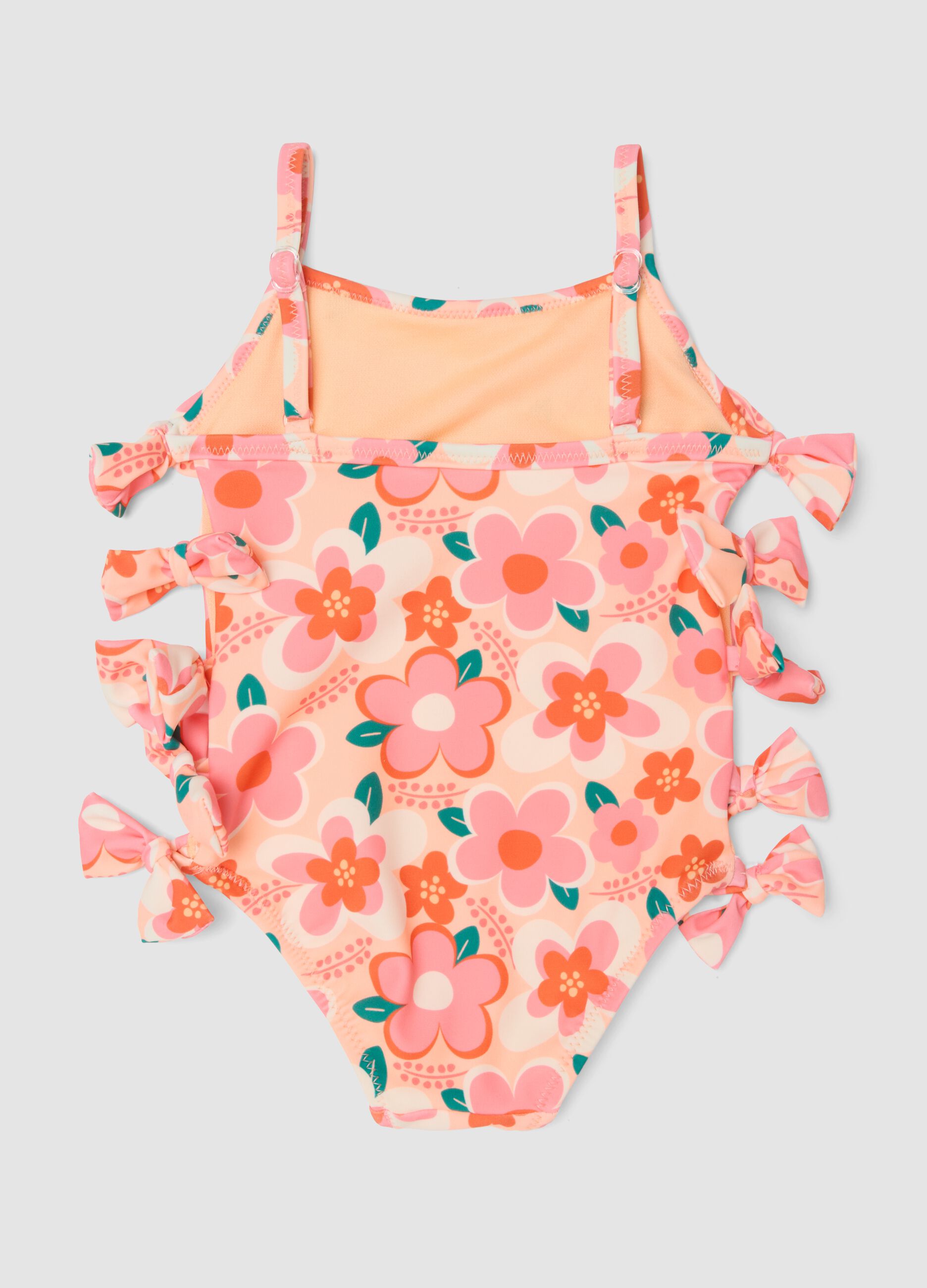 Baby girls&rsquo; multicolour floral one-piece swimsuit in stretch fabric
