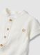 White linen and viscose blend baby bodysuit with mandarin collar_2