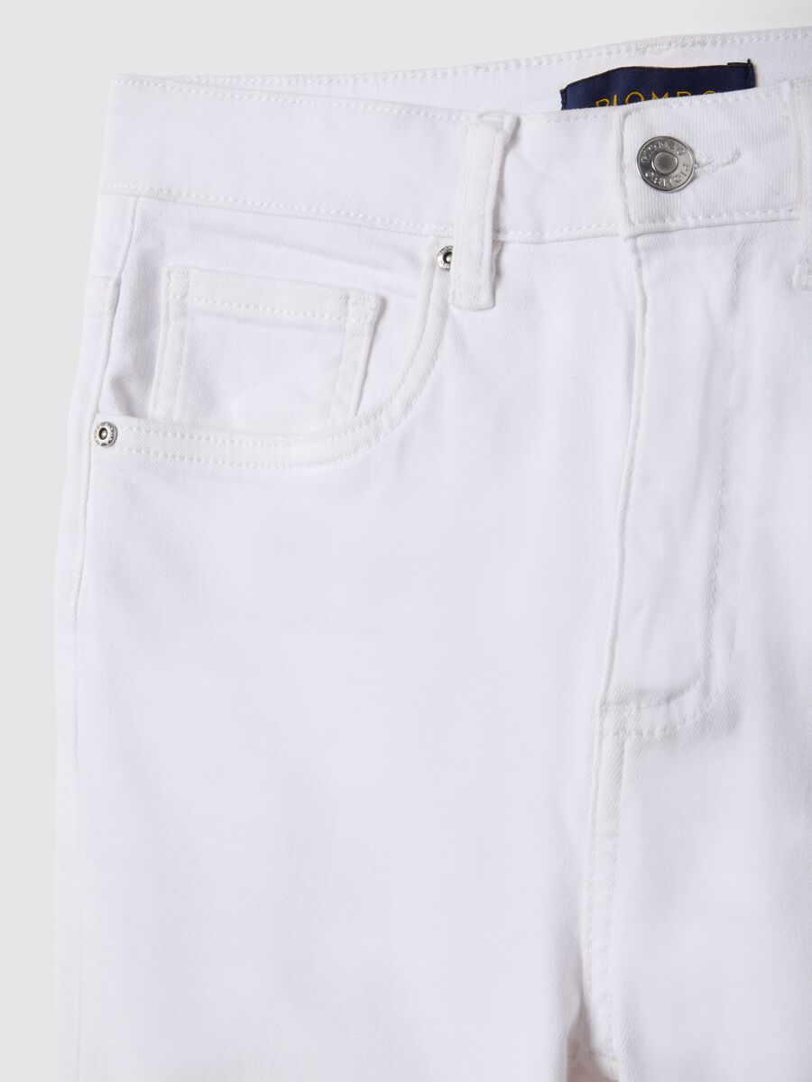 White Stretch Cotton Flare Jeans_1
