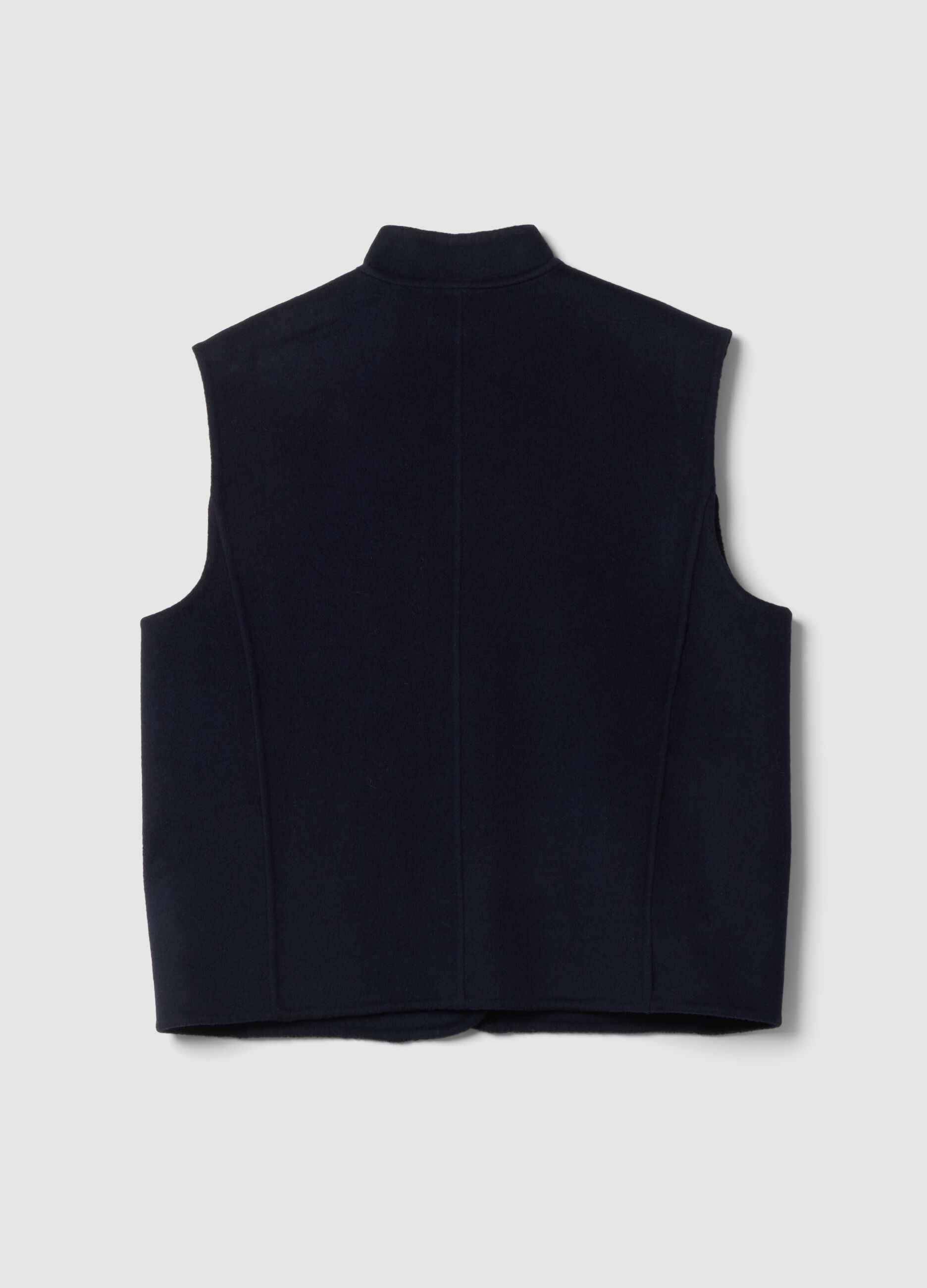 Blaues Gilet aus Woll-Viskose-Mix mit aufgesetzten Taschen