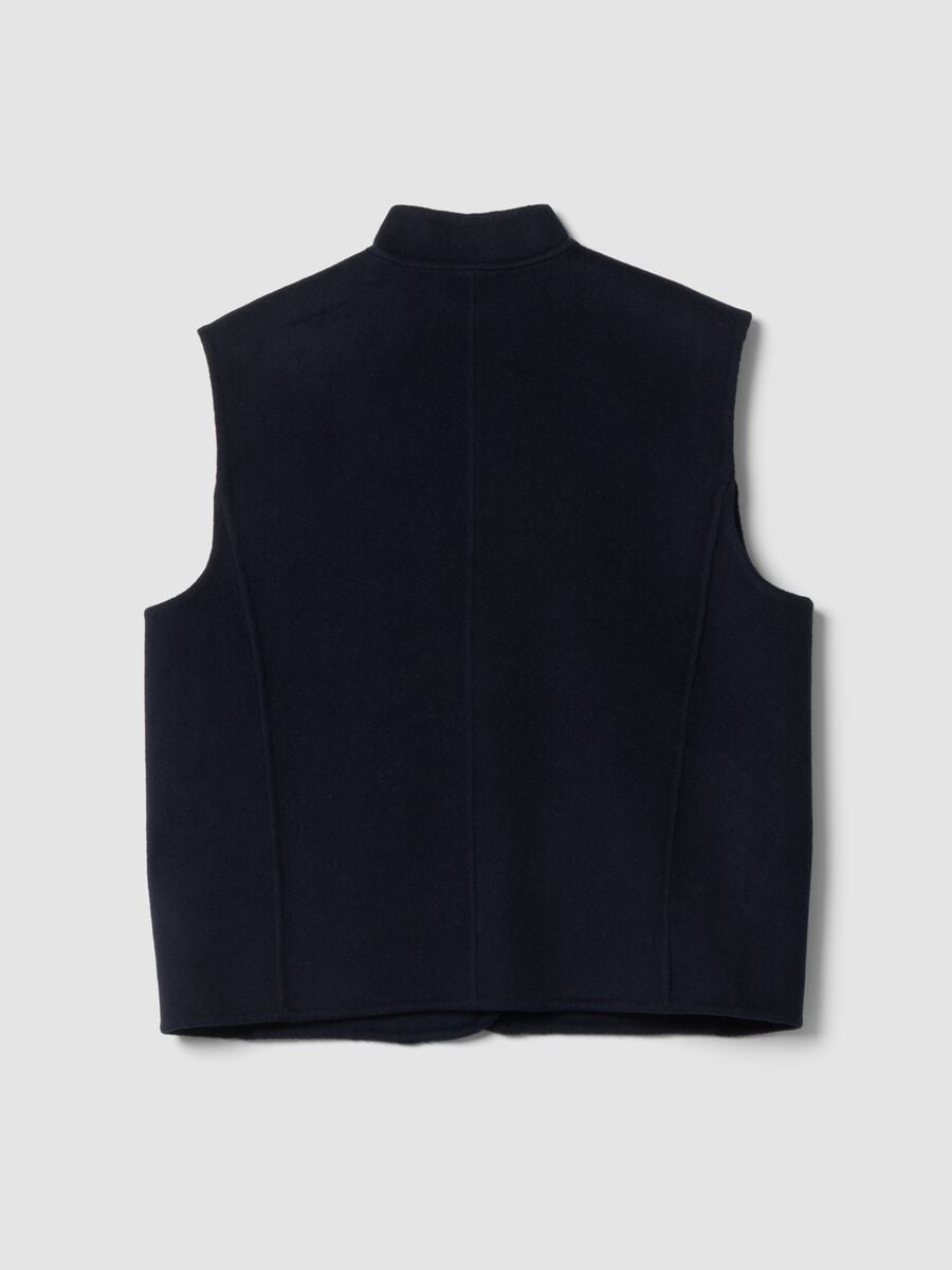 Blaues Gilet aus Woll-Viskose-Mix mit aufgesetzten Taschen_2
