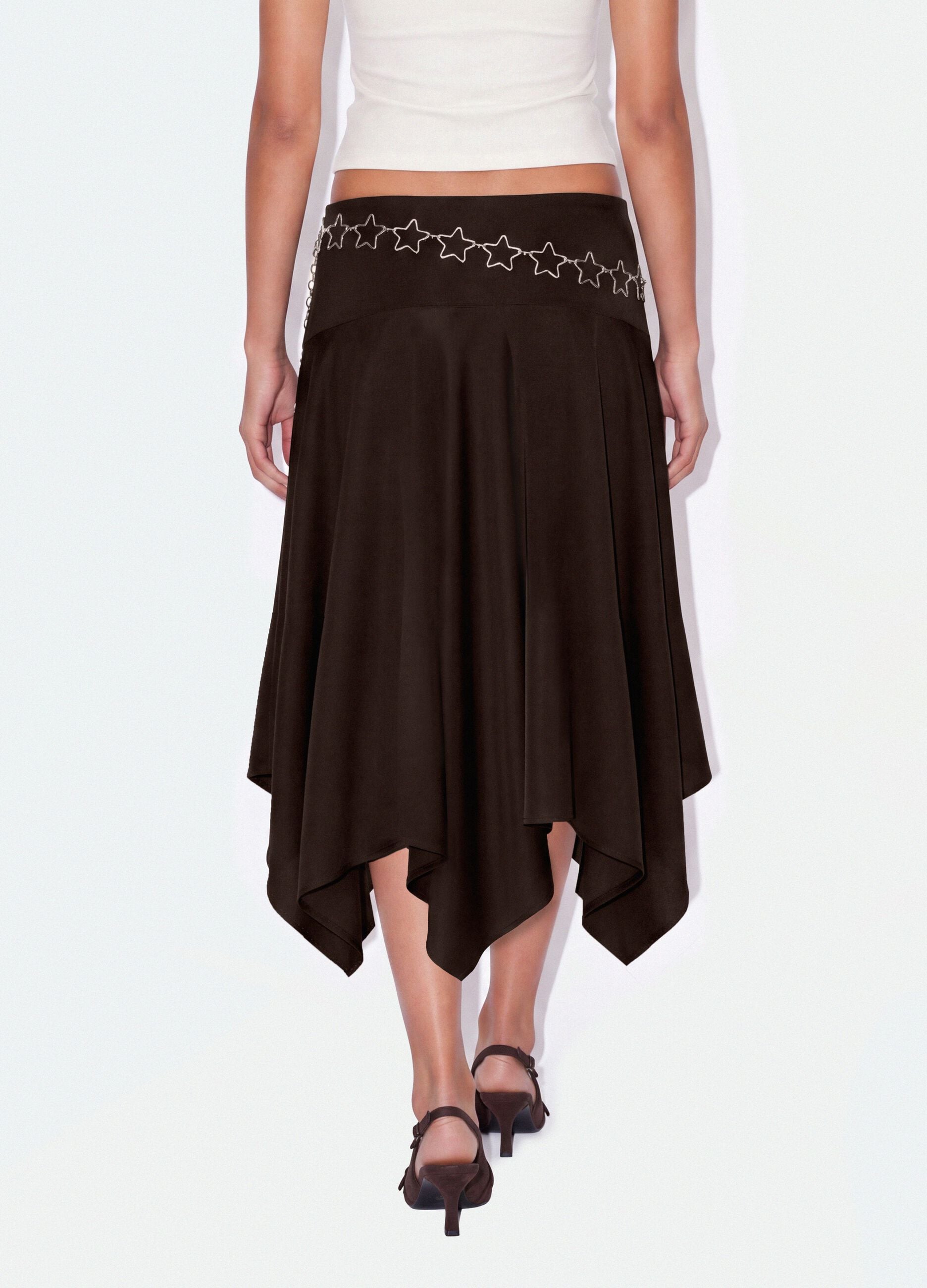 Brown midi skirt with asymmetric hem