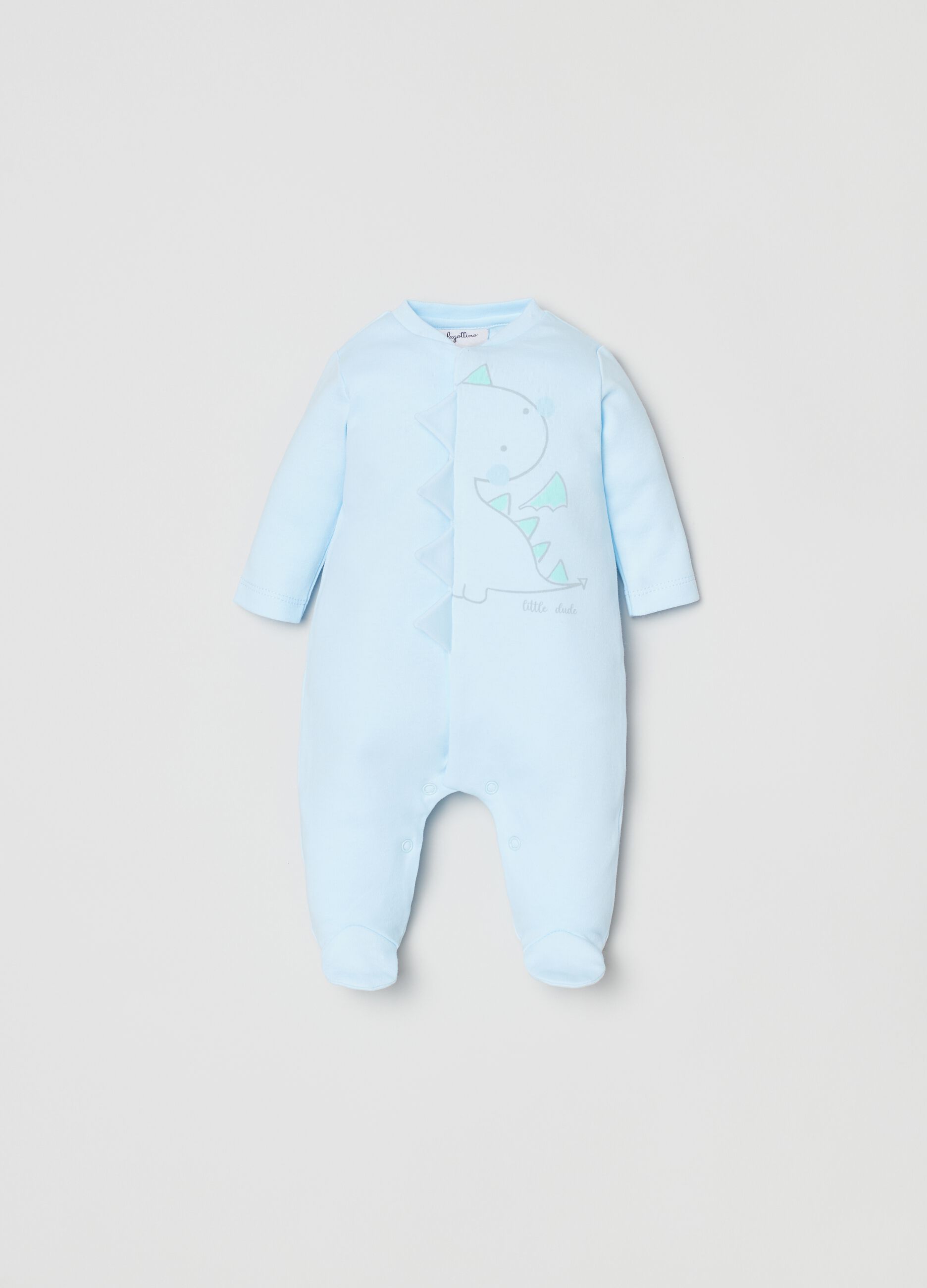 Onesie with printed dragon with crest