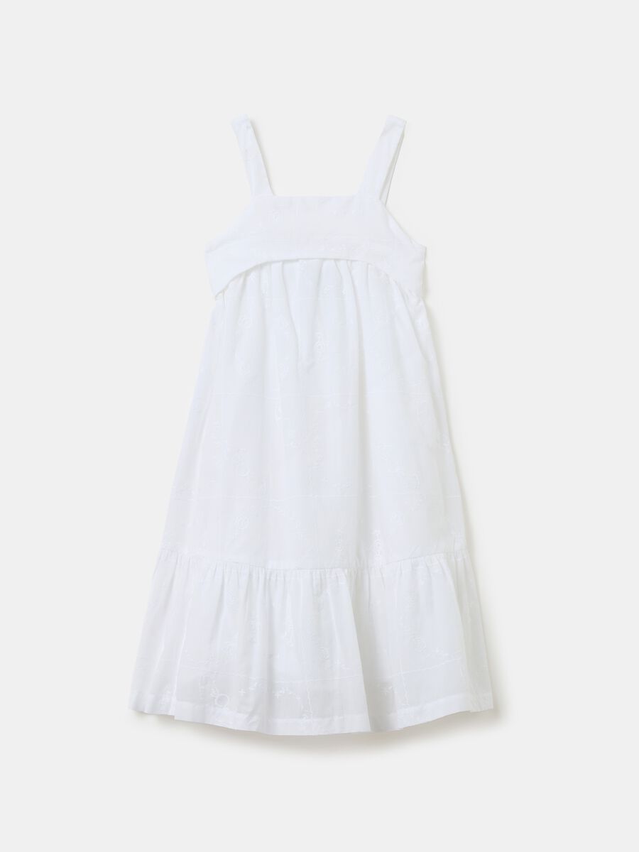 Cotton dress with flounce and embroidery_4
