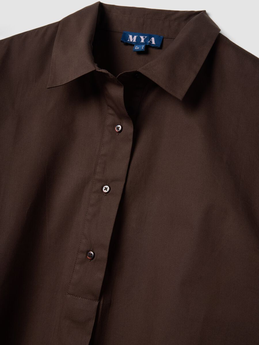 Brown pure cotton shirt dress_5