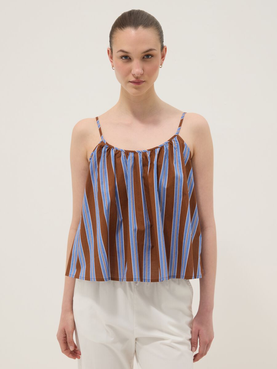 Brown striped pure cotton top_1