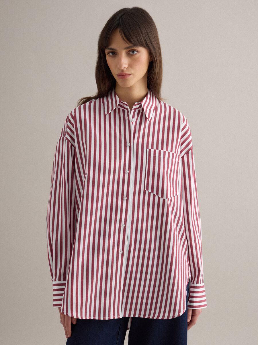 Multicolour striped pure cotton oversized fit shirt_1