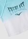 T-shirt azzurra in cotone elasticizzato a maniche corte per bambina regular fit_3