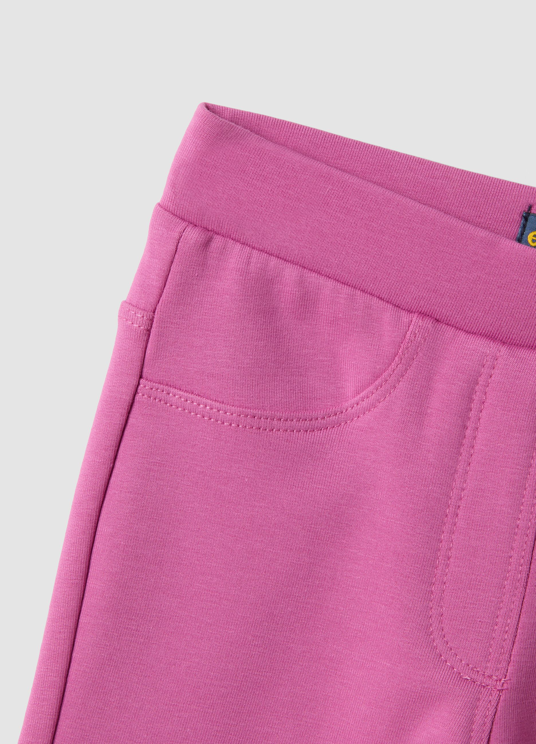 Rosa Flared-Treggings aus elastischer Bio-Baumwolle