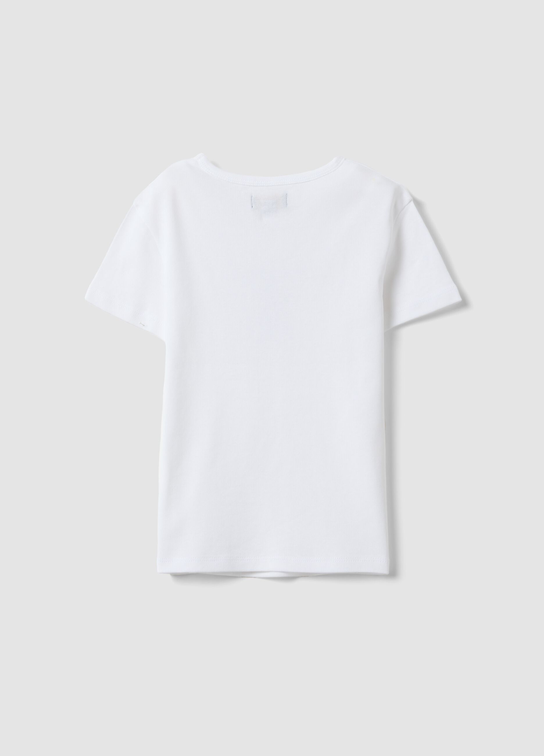 Girls&rsquo; white pure cotton slim-fit T-shirt with print