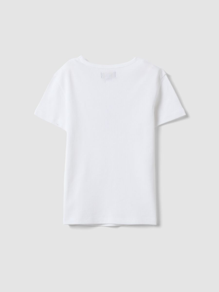 T-shirt blanc en pur coton slim fit pour fille avec imprim&eacute;_1