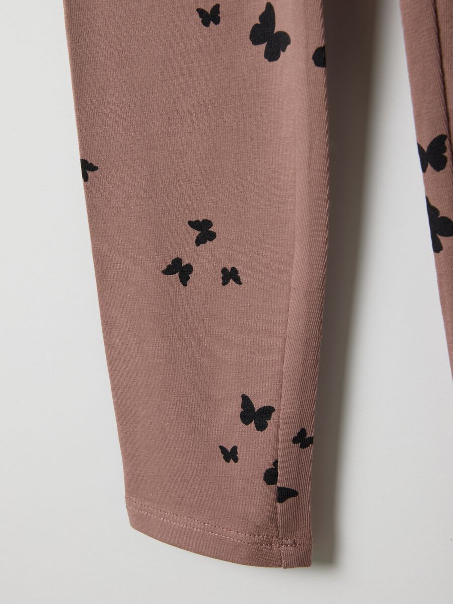 Brown stretch cotton skinny fit leggings for girls_3