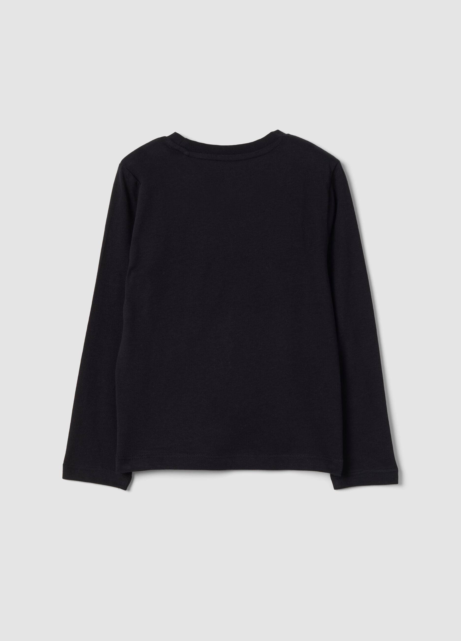 Black crew-neck T-shirt in pure organic cotton
