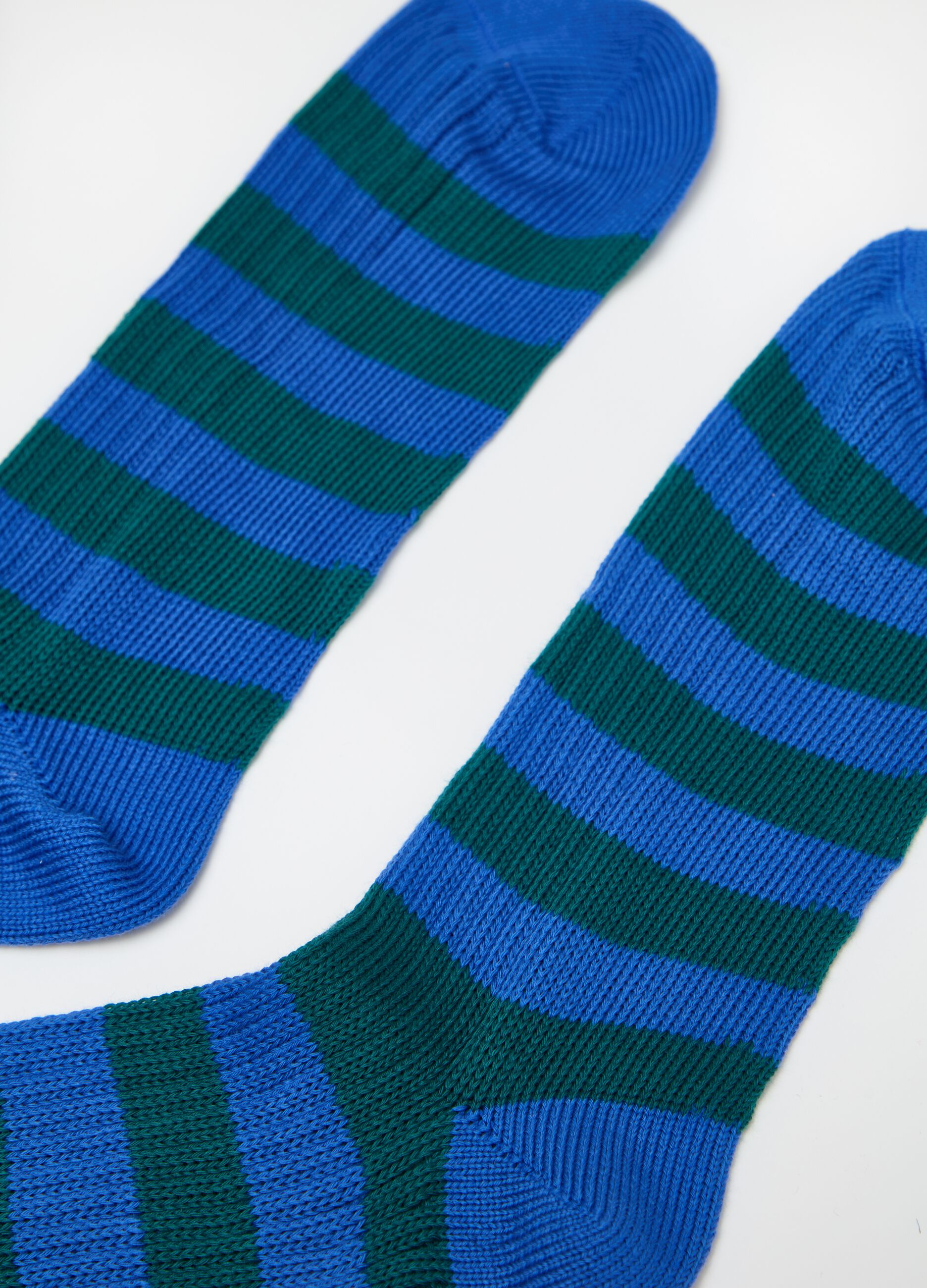 Long socks in striped cotton