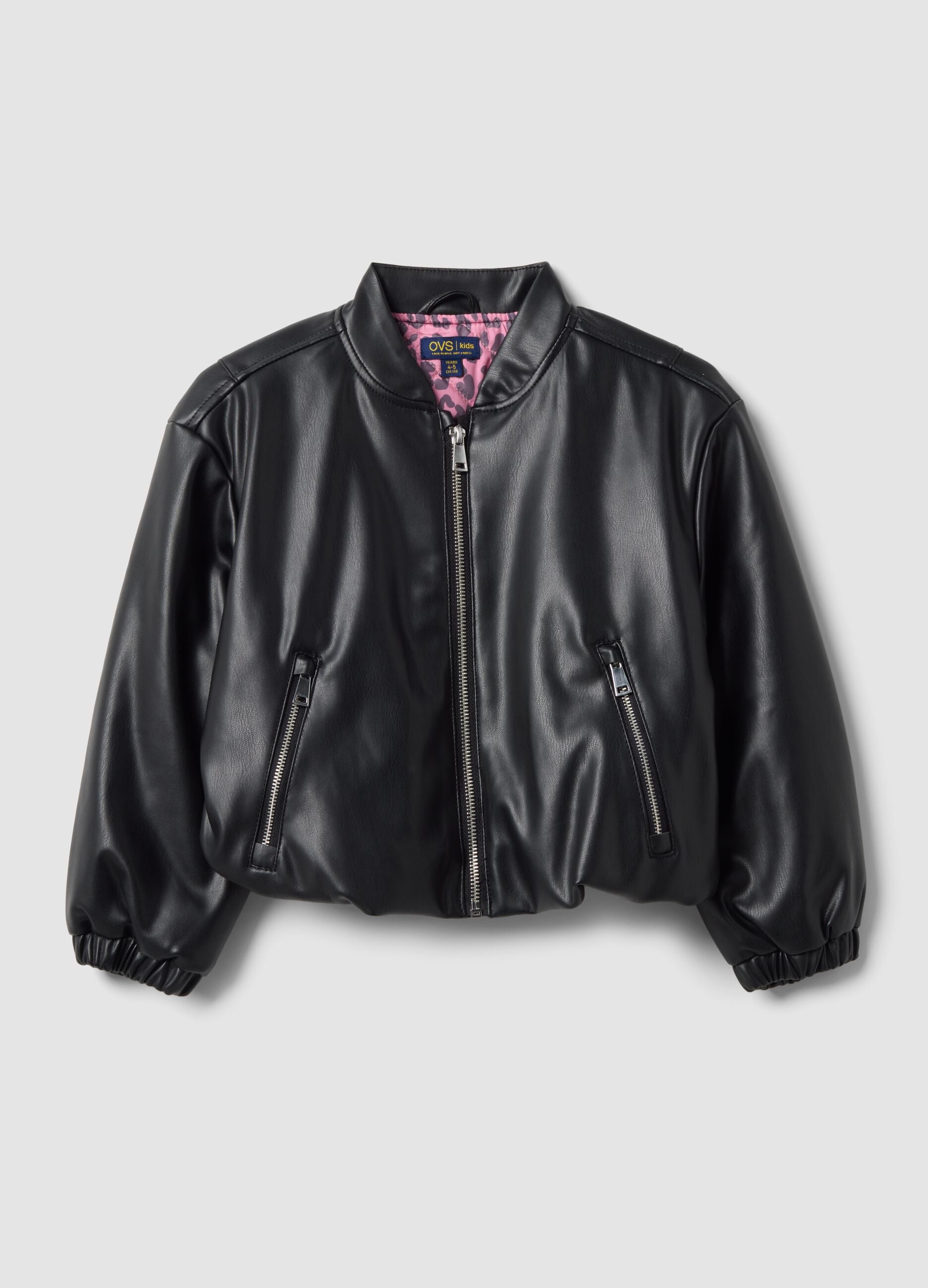 Giubbotto nero con zip regular fit per bambina