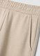 Beige cotton-blend straight-fit trousers_1