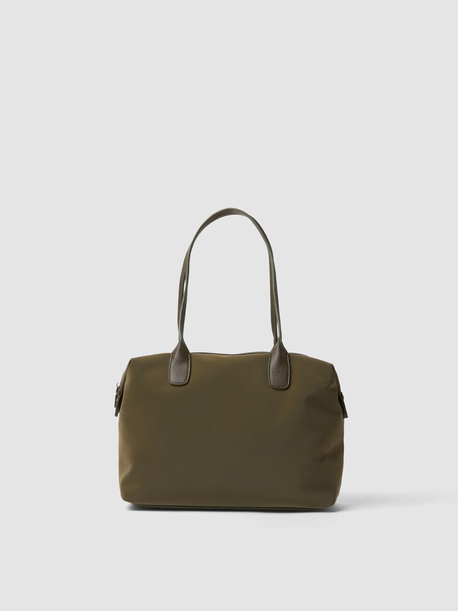 Green handbag with double handles and zip fastening_0