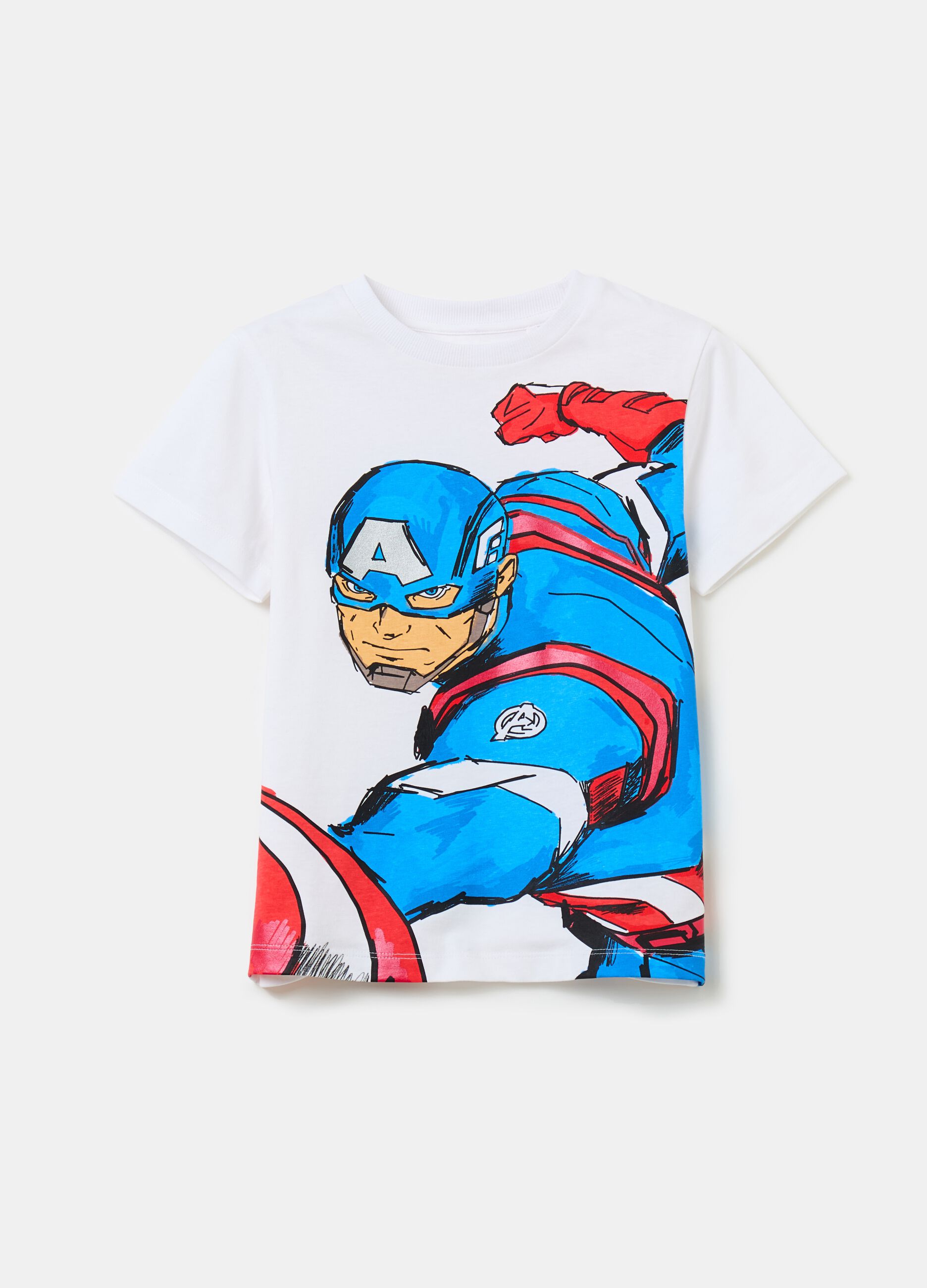 Cotton T-shirt with Captain America print