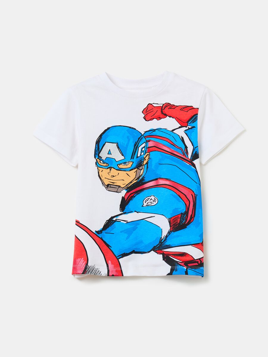 Cotton T-shirt with Captain America print_0