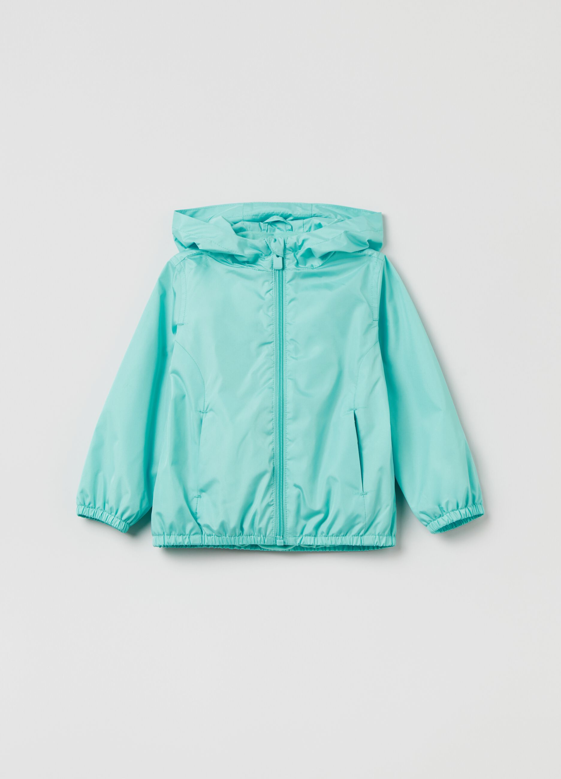 Waterproof full-zip sweatshirt with hood