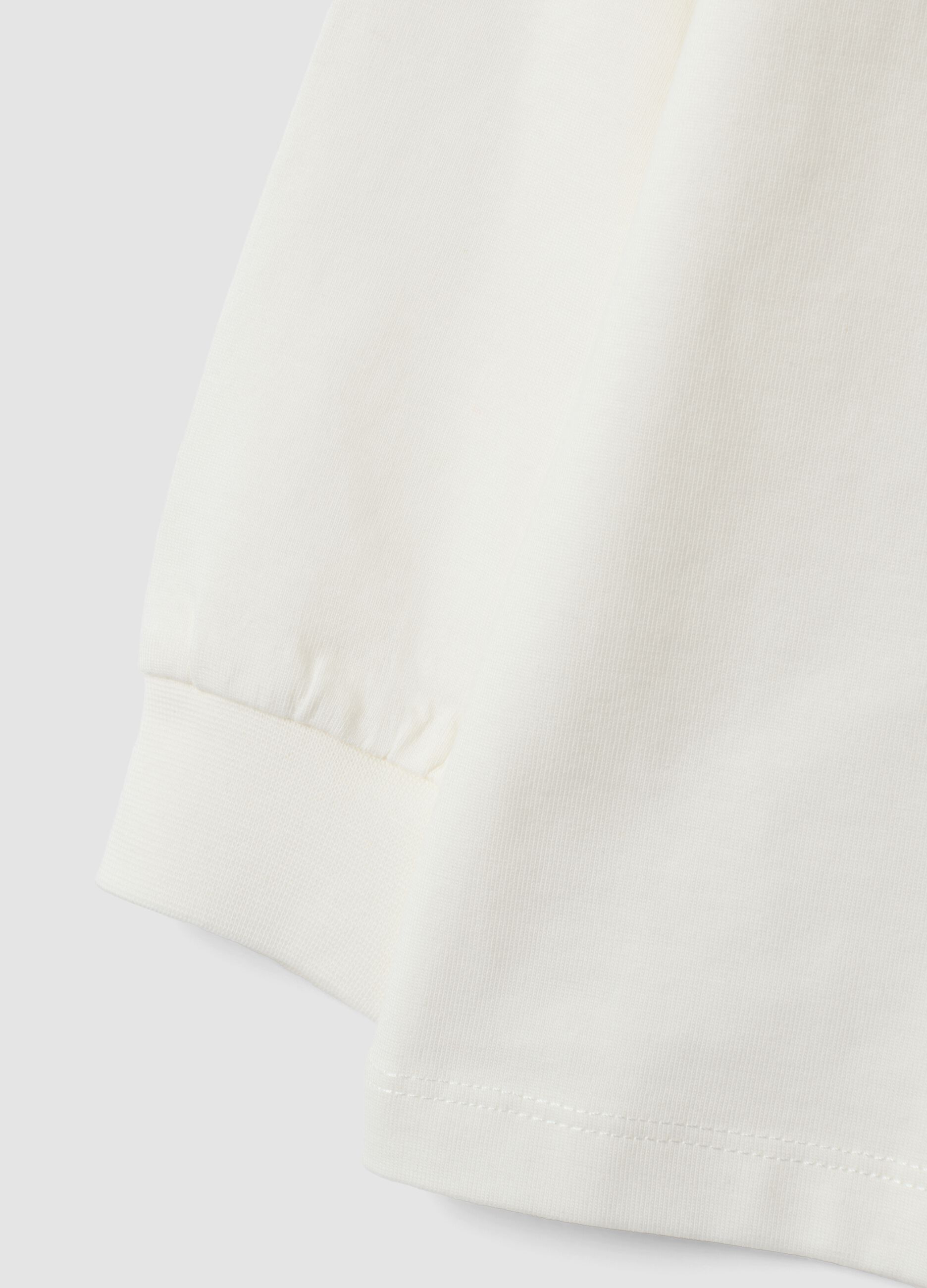 T-shirt bianco panna in puro cotone con girocollo