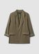 Green regular fit viscose blend blazer with striped cuffs_0