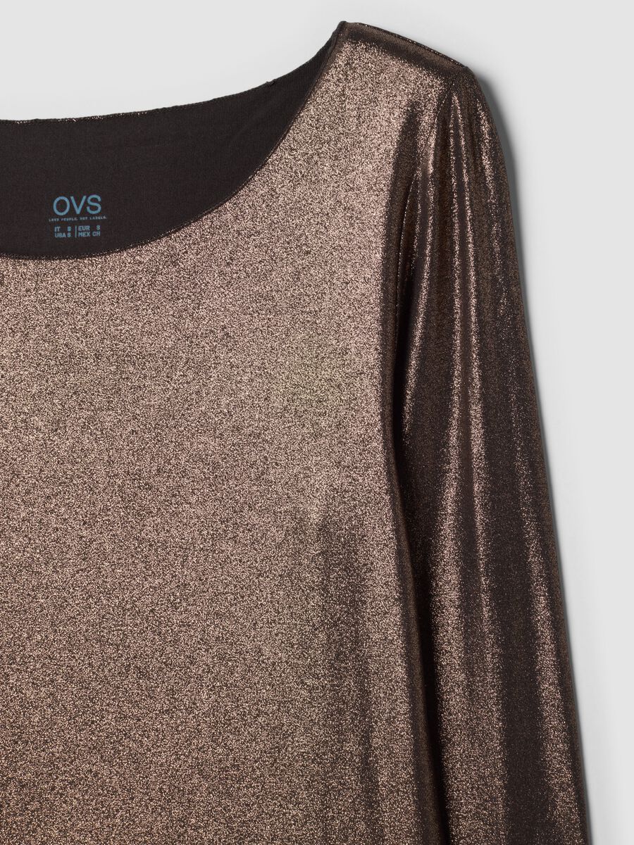 Bronze-brown stretch viscose crew-neck jumper, regular fit_2