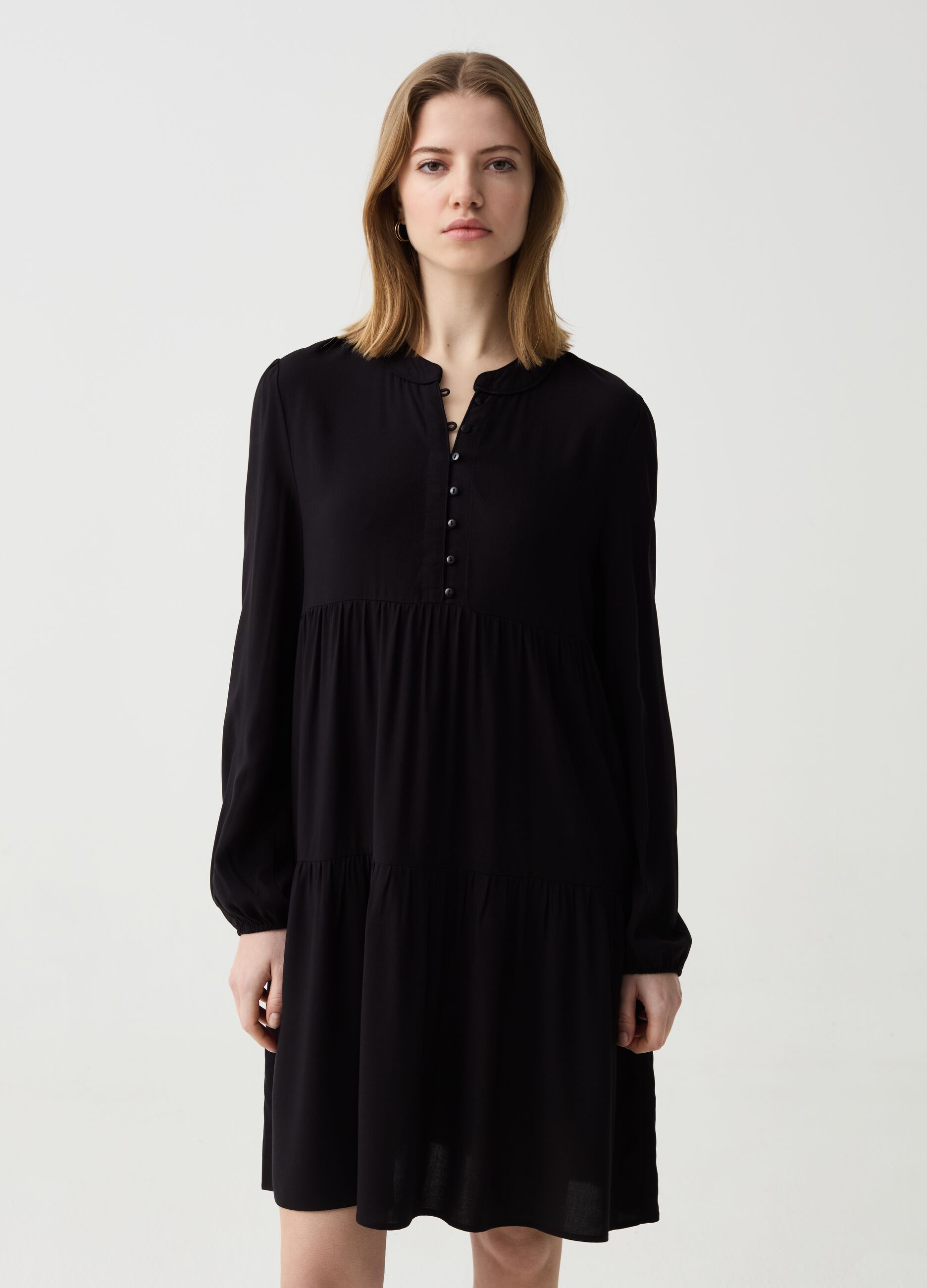 Chemise dress with Mao neck