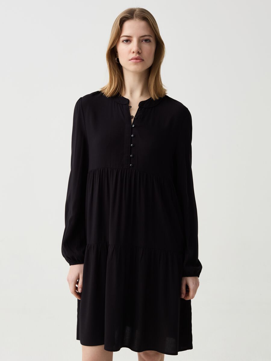 Chemise dress with Mao neck_0