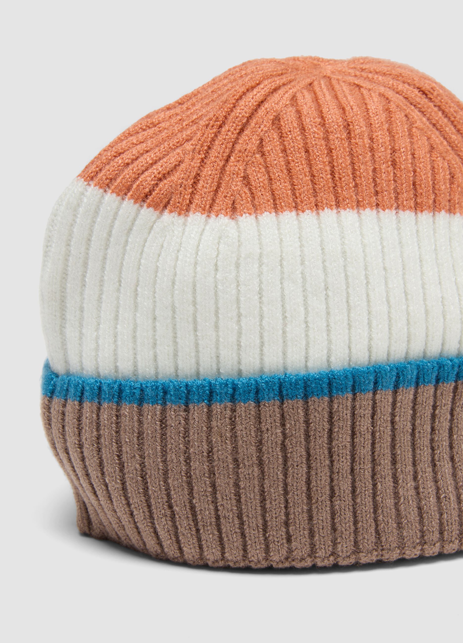 Multicolour ribbed jersey knit hat