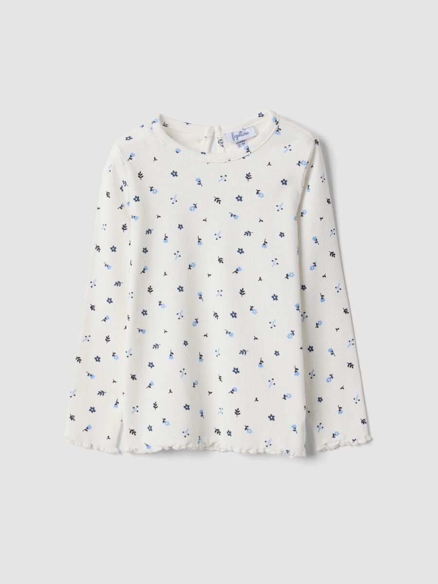 White organic stretch cotton T-shirt with pattern_0