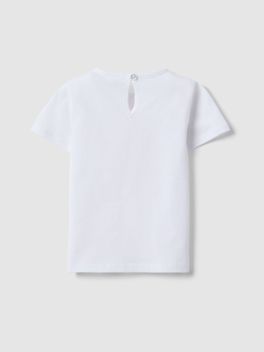 White pure cotton girl's t-shirt regular fit with teddy bear_1