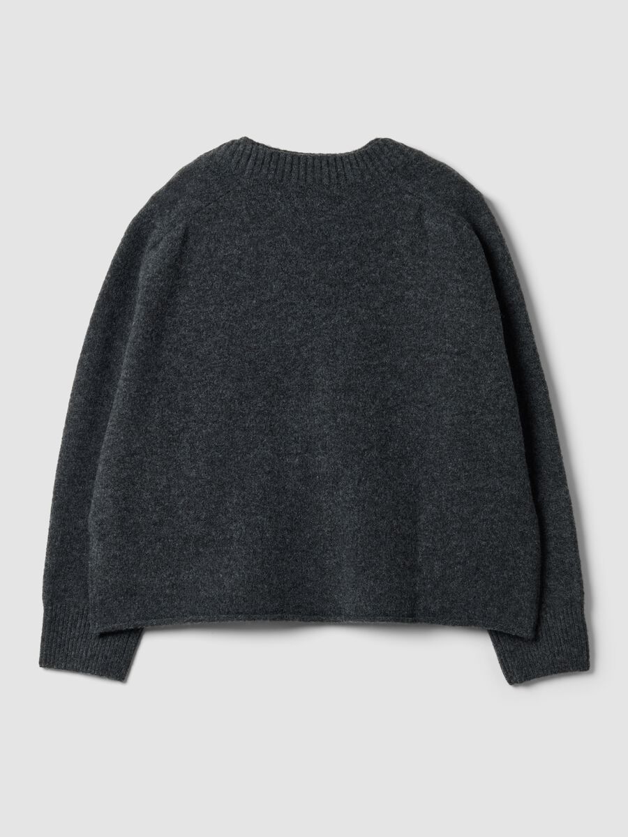 Grey stretch wool cardigan with deep V-neck_2