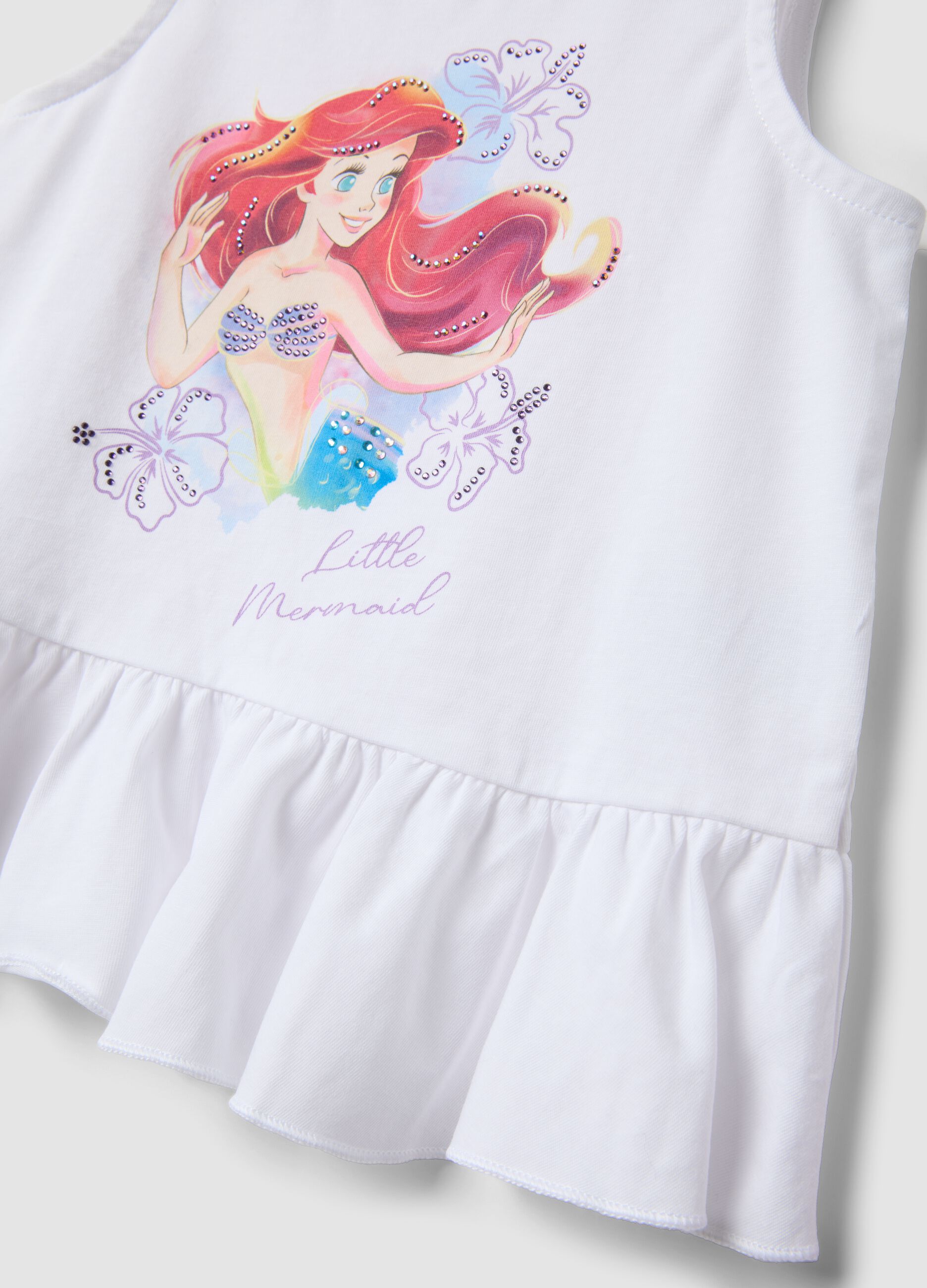 White and purple stretch cotton set with top and shorts