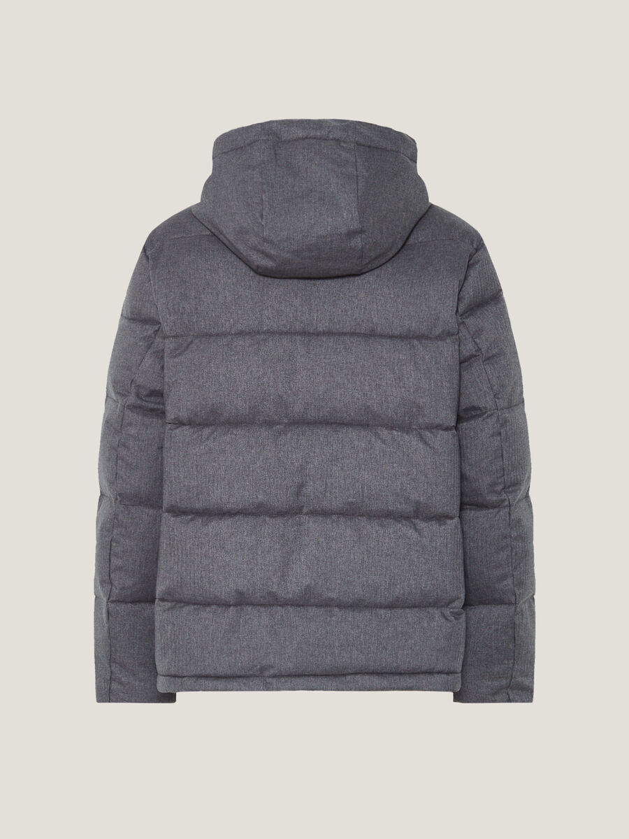 Melange quilted down jacket with hood_4