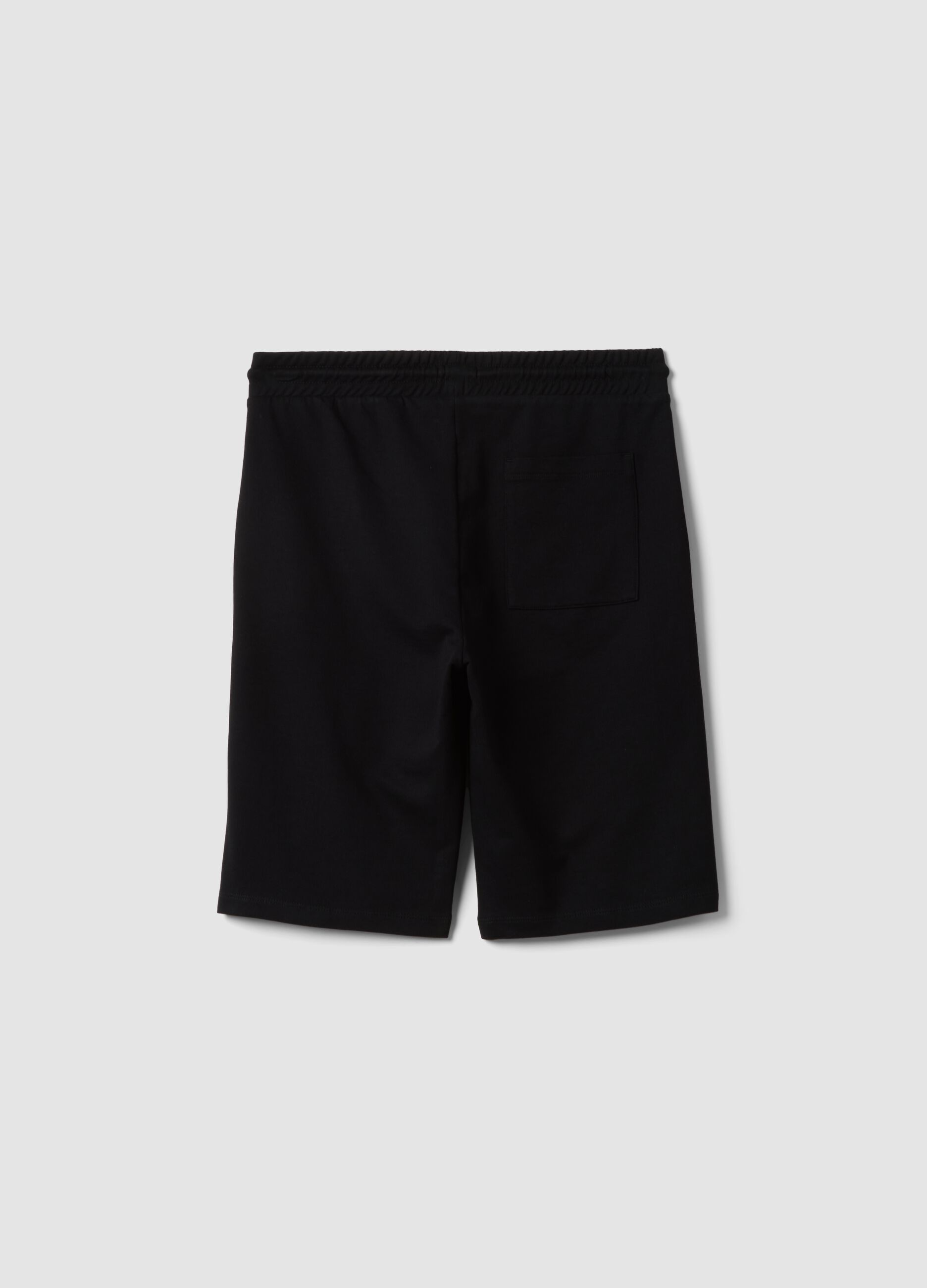Black pure cotton bermuda shorts with elasticated waist